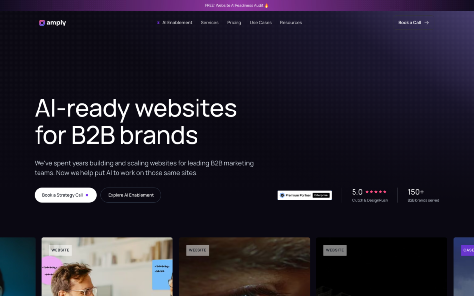 Screenshot of the Amply website