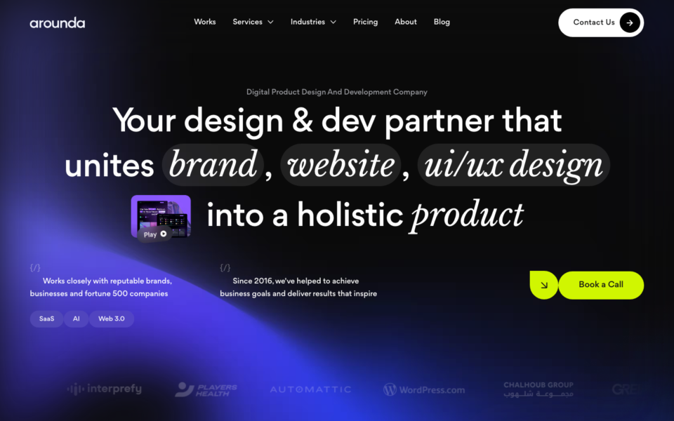 Screenshot of the Arounda website