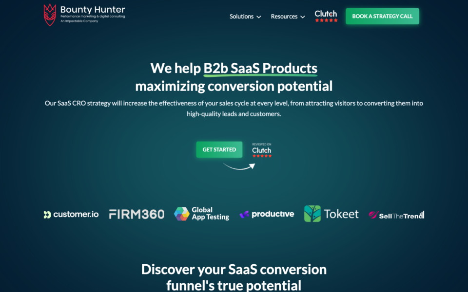 Screenshot of the Bounty Hunter website