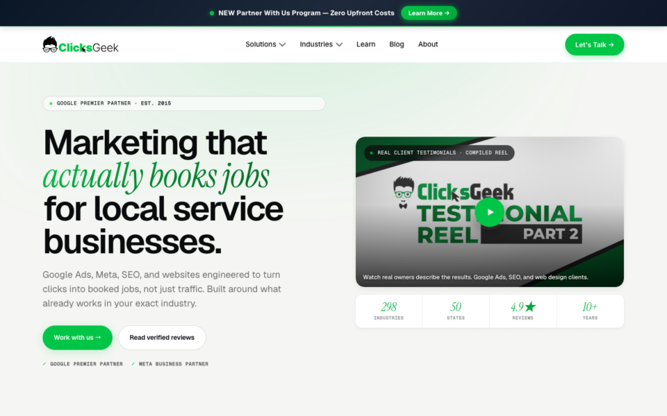 Screenshot of the Clicks Geek website