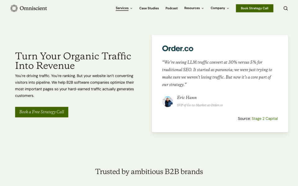 Screenshot of the Omniscient Digital website