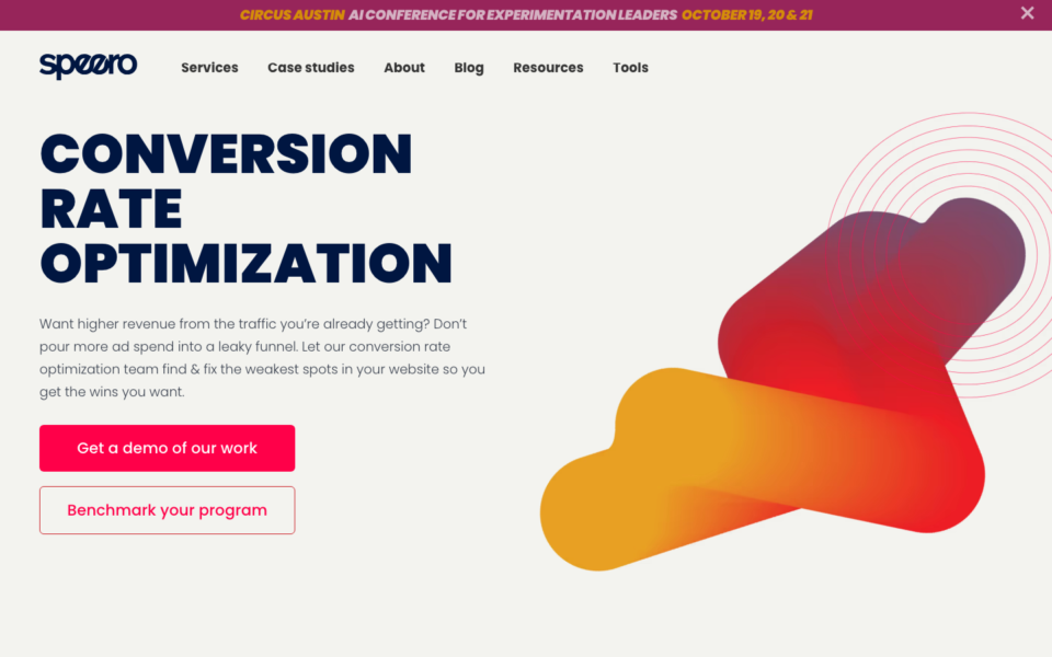Screenshot of the Speero website