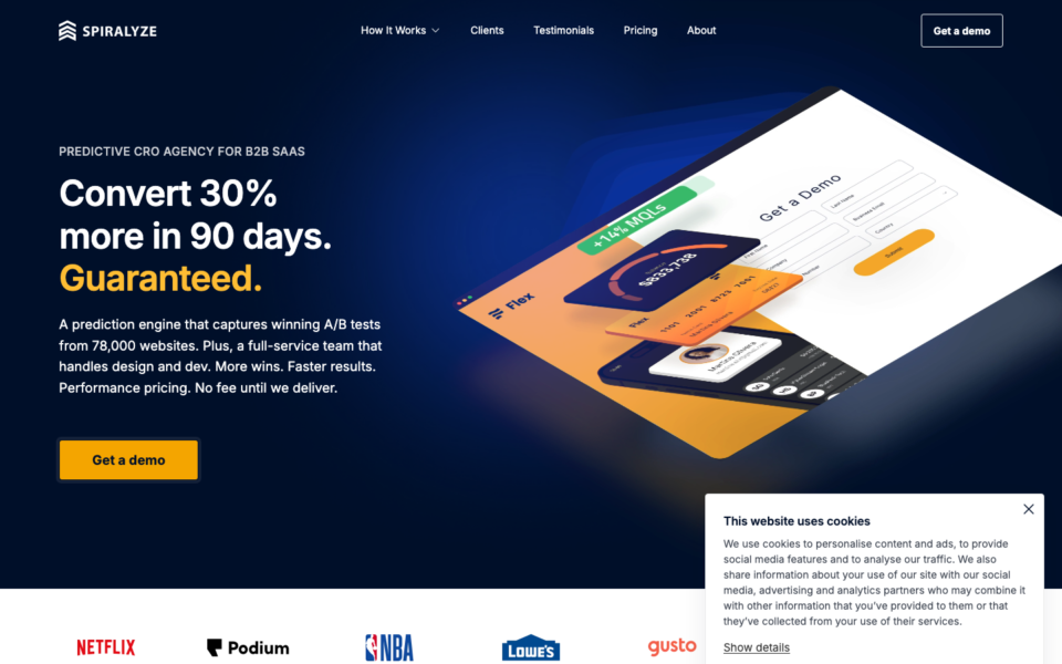 Screenshot of the Spiralyze website