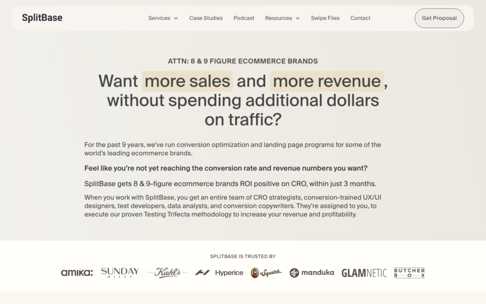 Screenshot of the SplitBase website